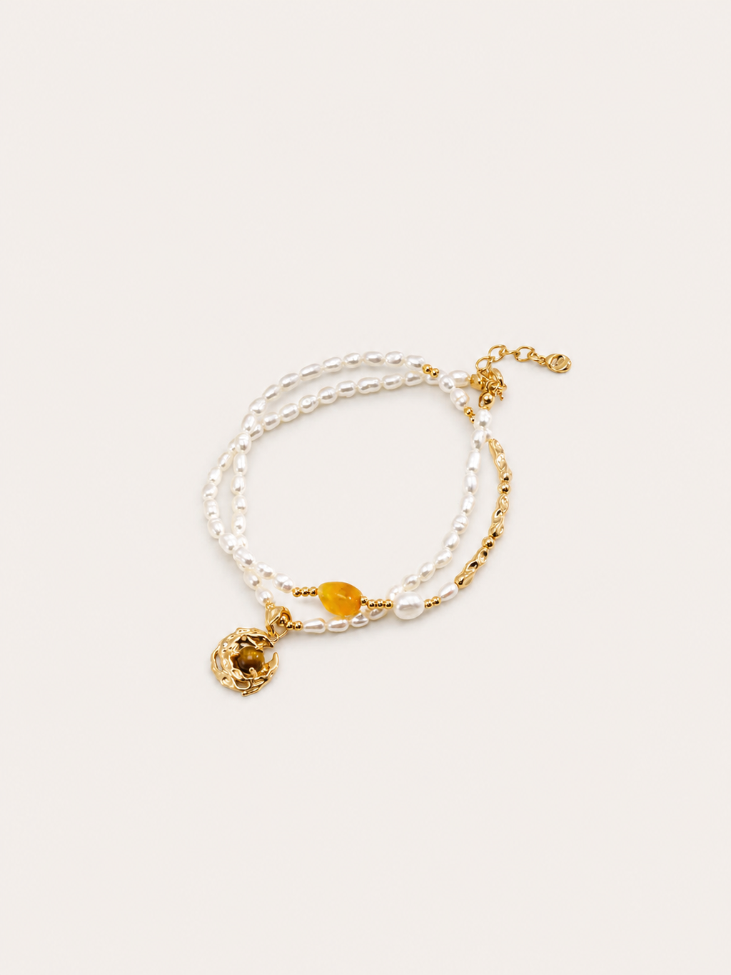 Amber Pearl Layered Necklace