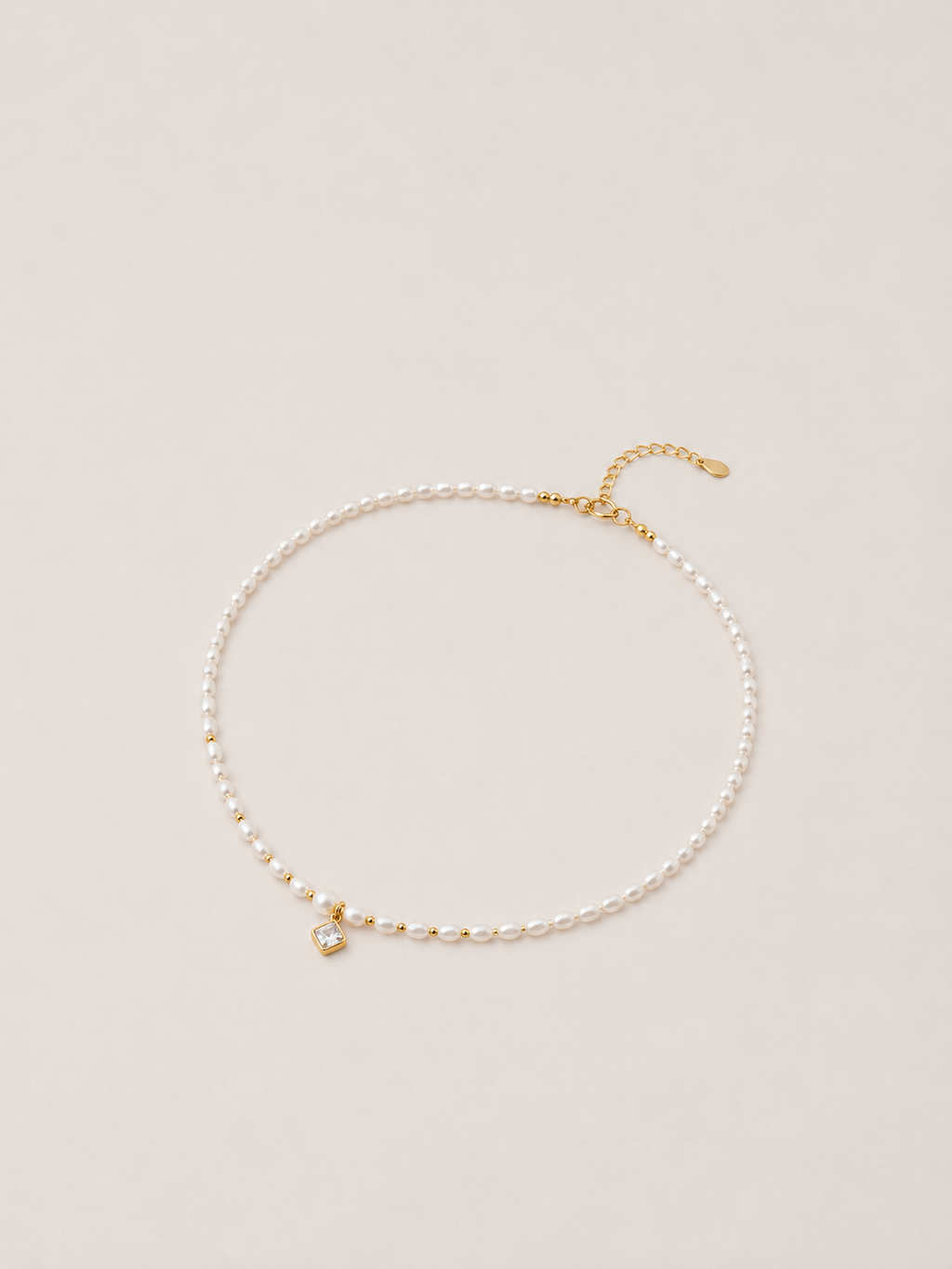 Pearl Crystal Charm Necklace