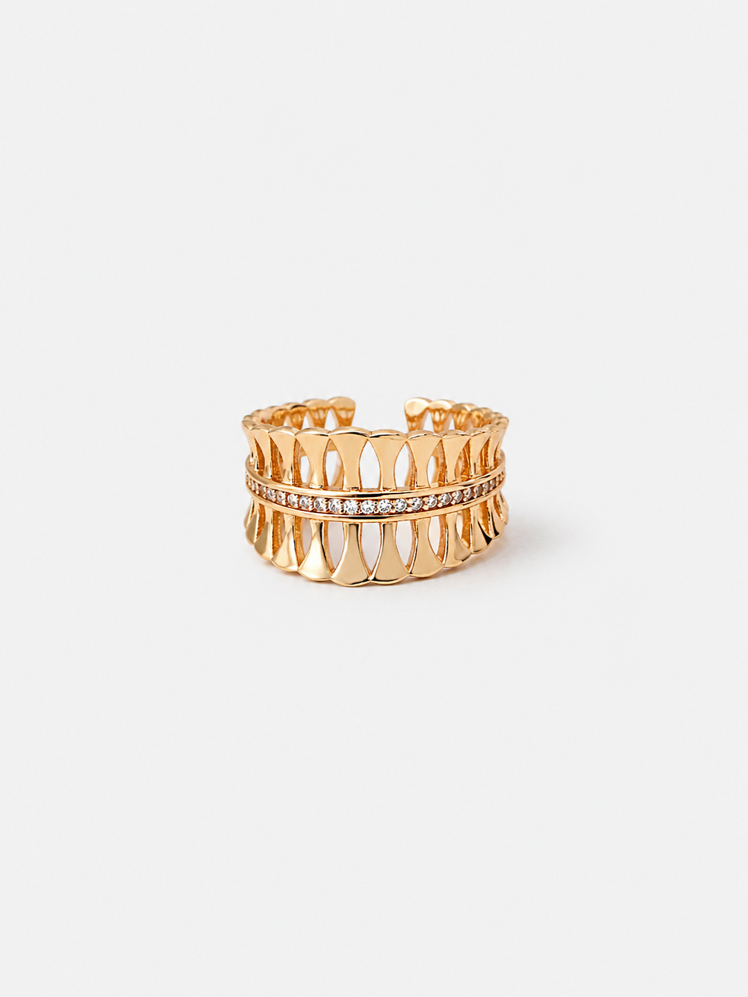 Fleur Pavé Cuff Ring