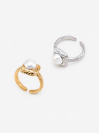 Elara Hammered Pearl Open Ring