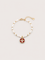 Scarlet Medallion Pearl Bracelet