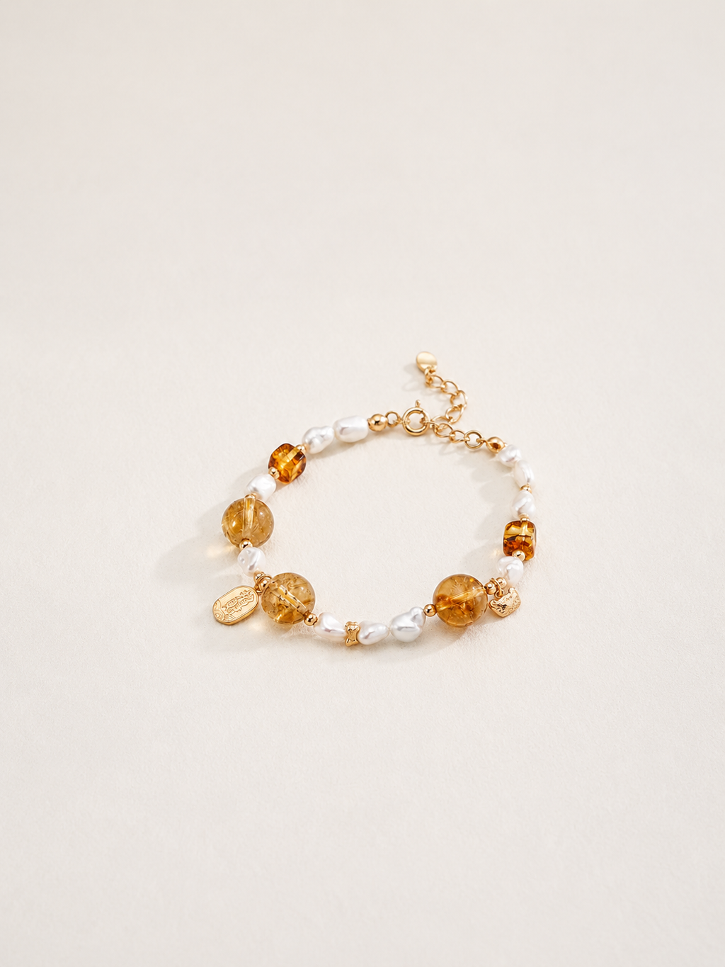 Citrine Pearl Beaded Bracelet