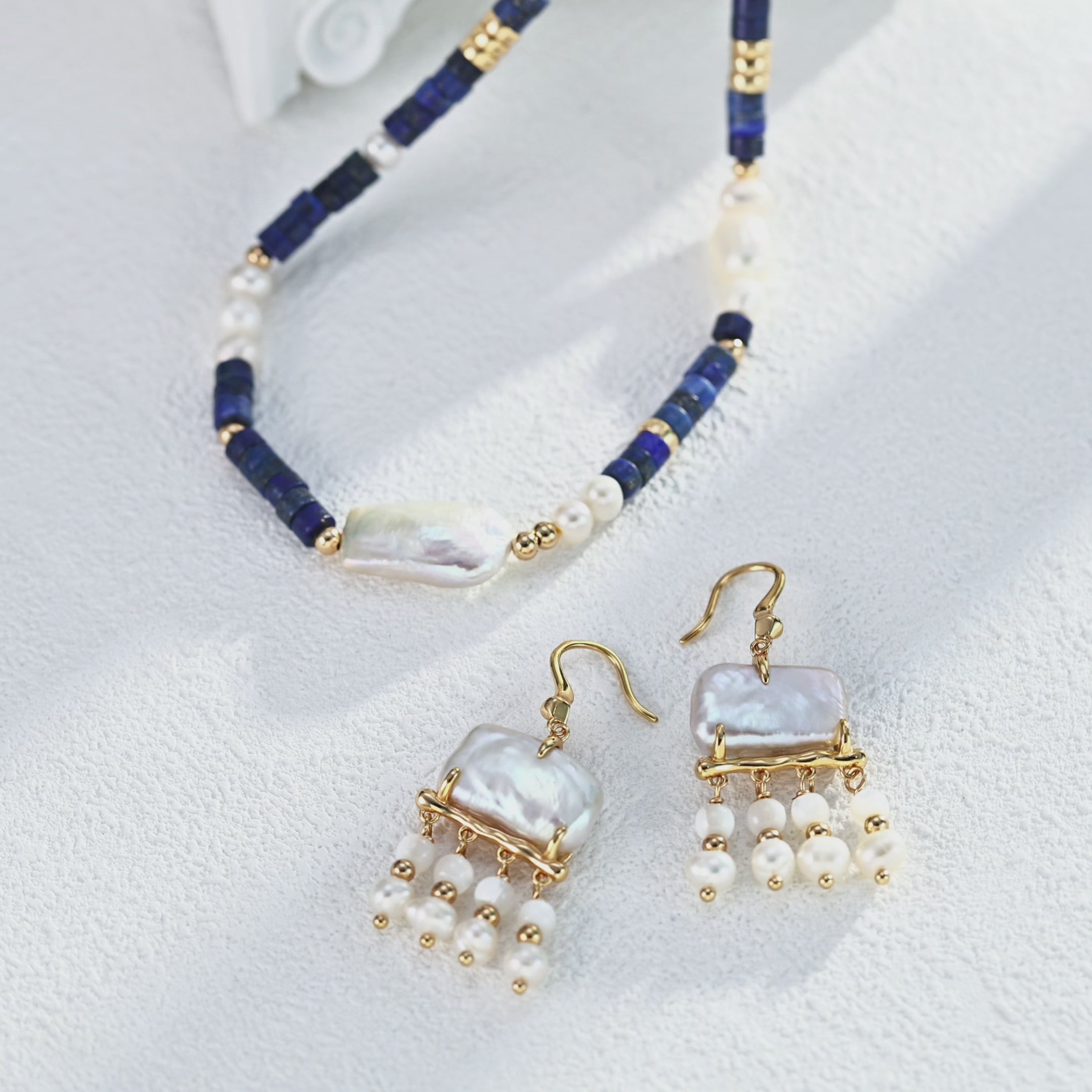 Azure Pearl Beaded Necklace