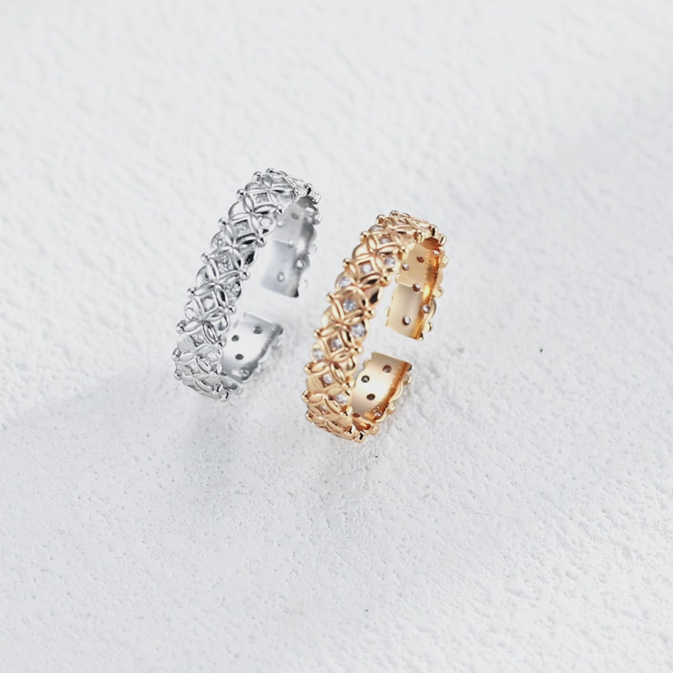 Fleur Pavé Open Ring