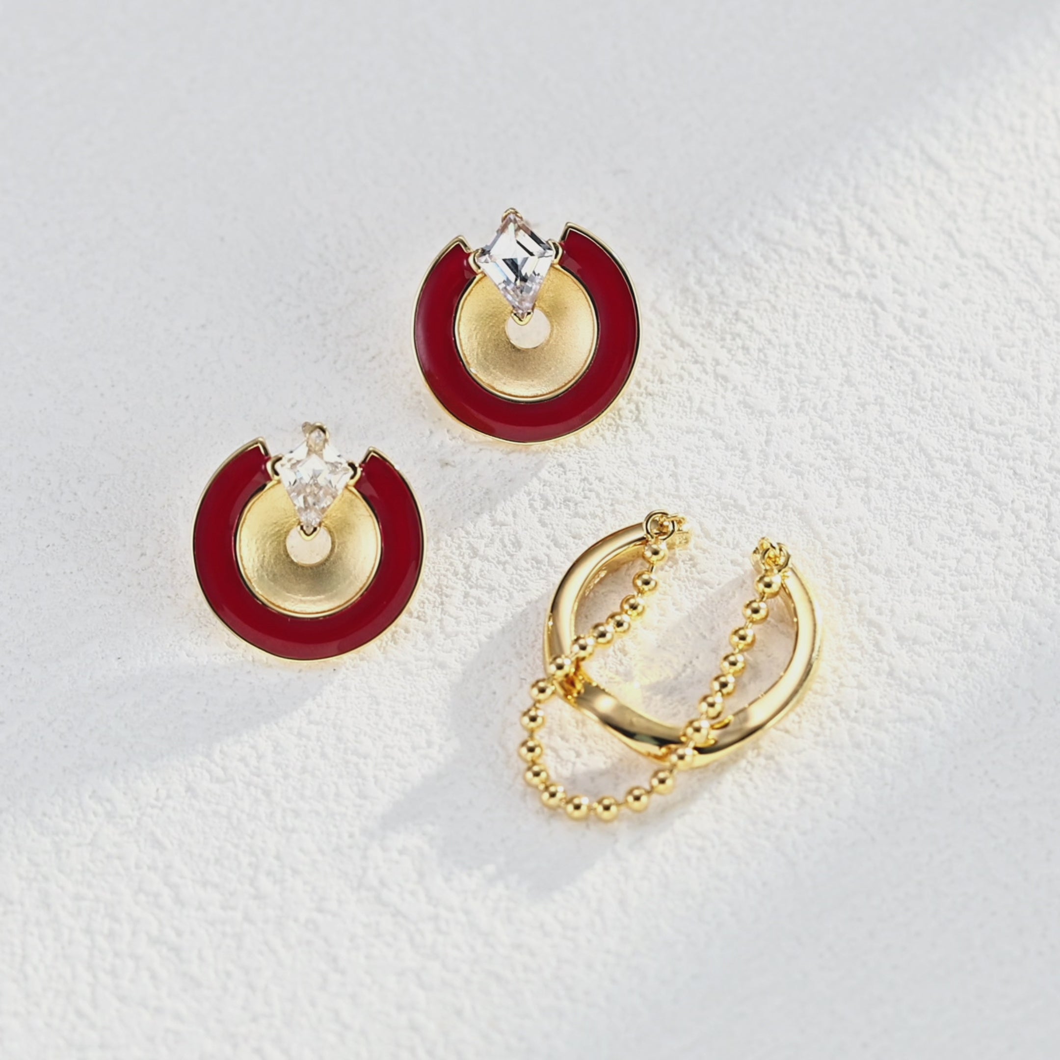 Luna Crystal Crescent Stud Earrings