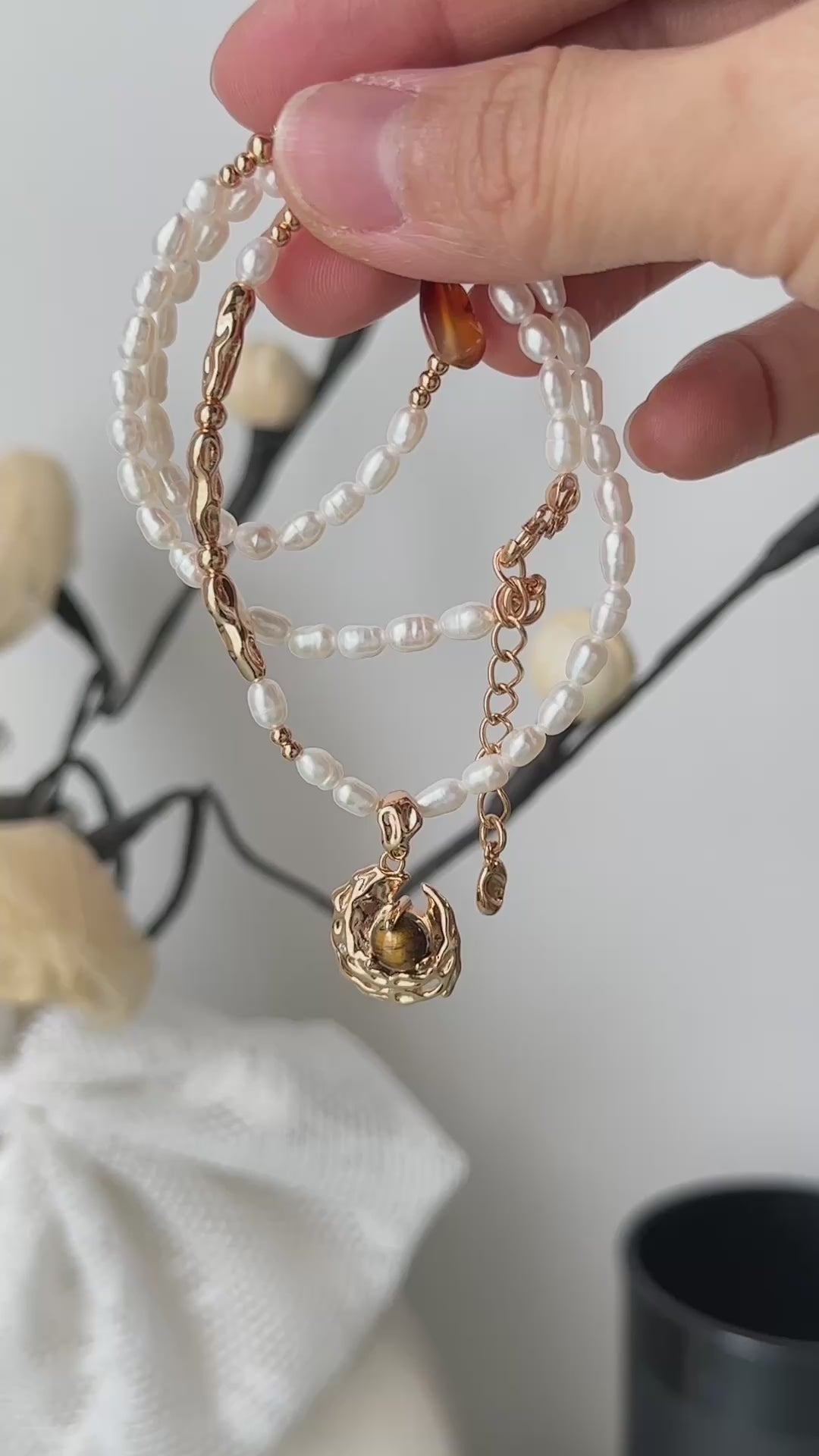 Amber Pearl Layered Necklace