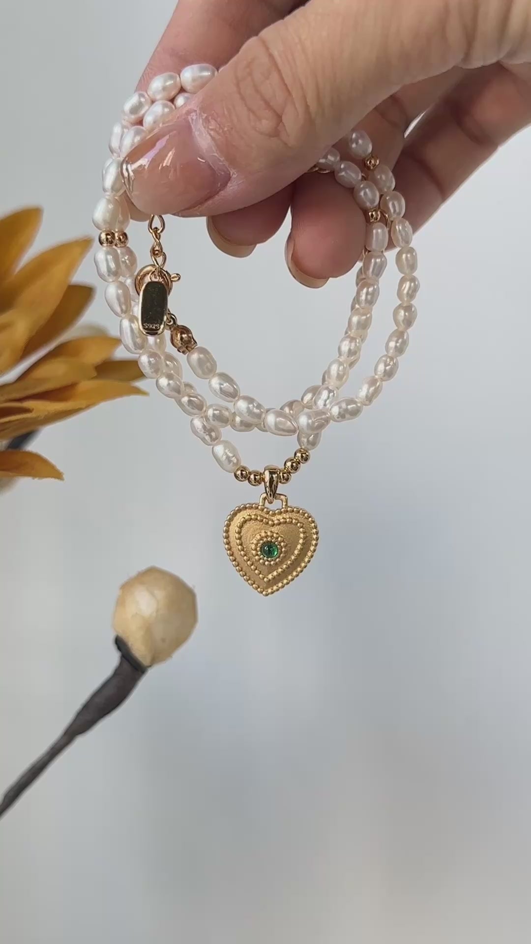 Heart Talisman Pearl Necklace