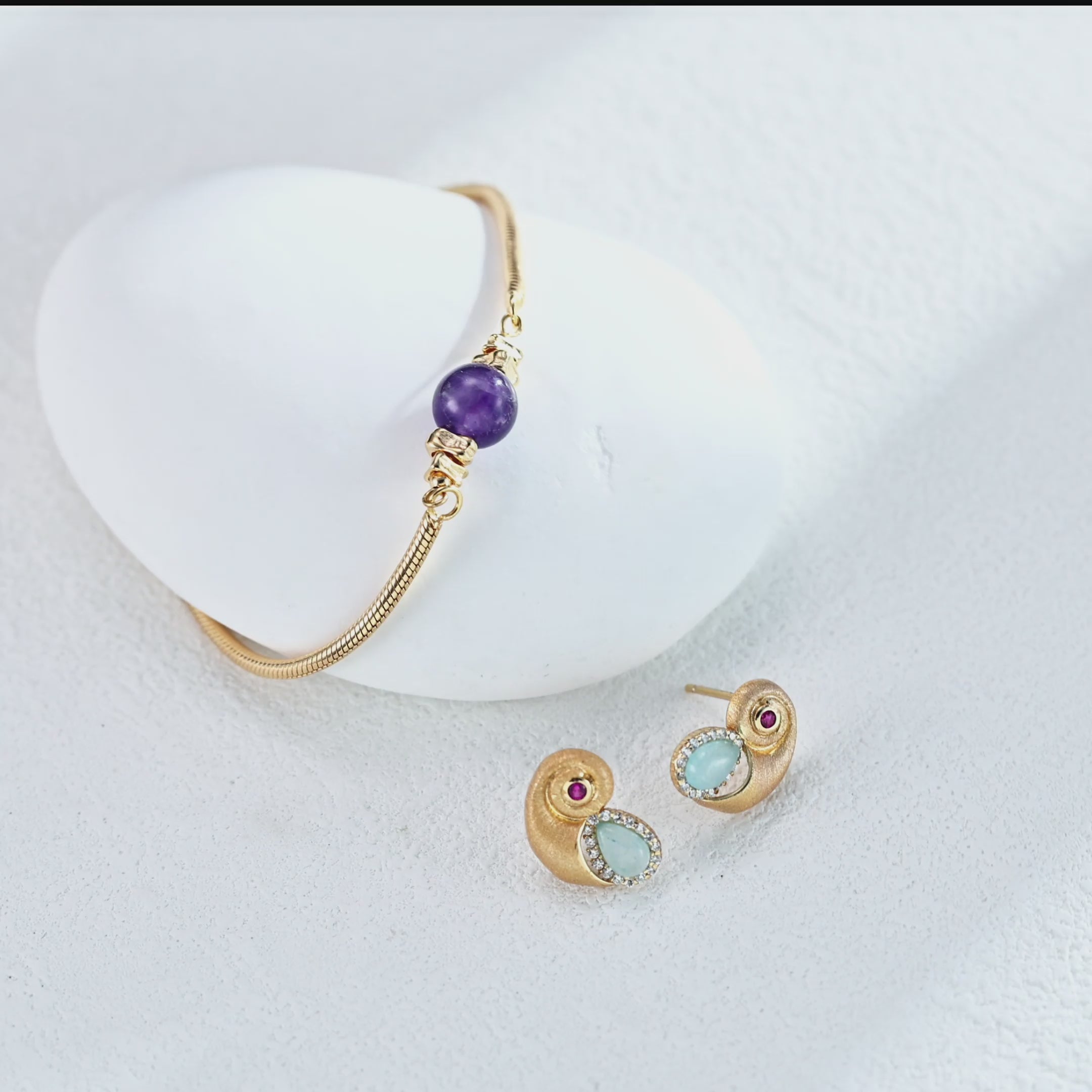 Aqua Shell Stud Earrings