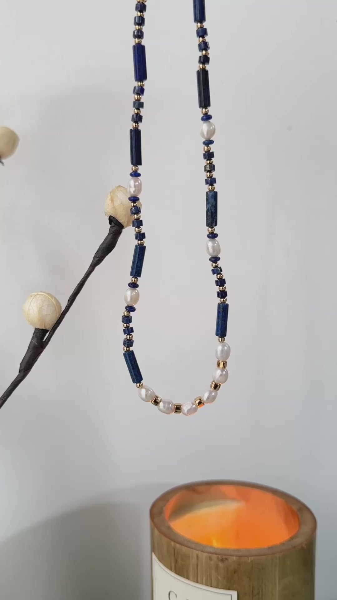 Navy Pearl Stone Necklace