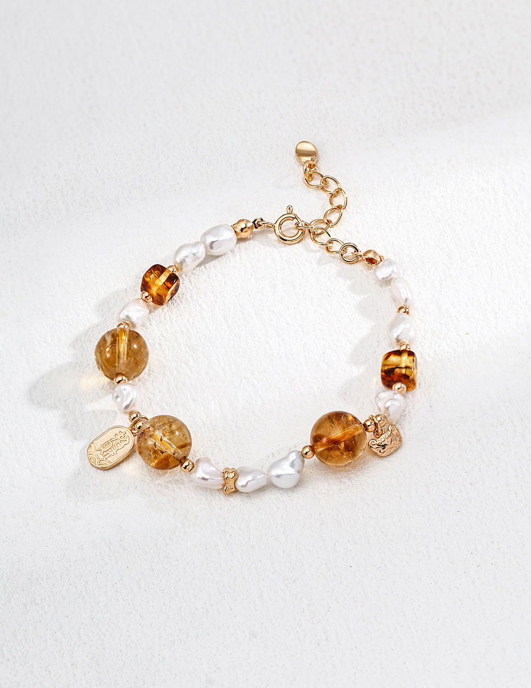 Citrine Pearl Beaded Bracelet