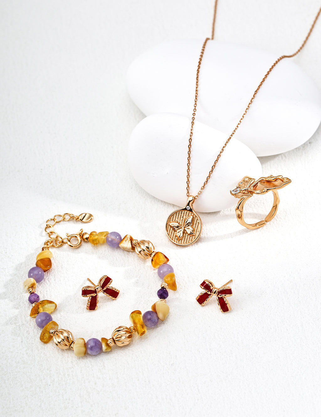 Miel Amethyst Beaded Bracelet