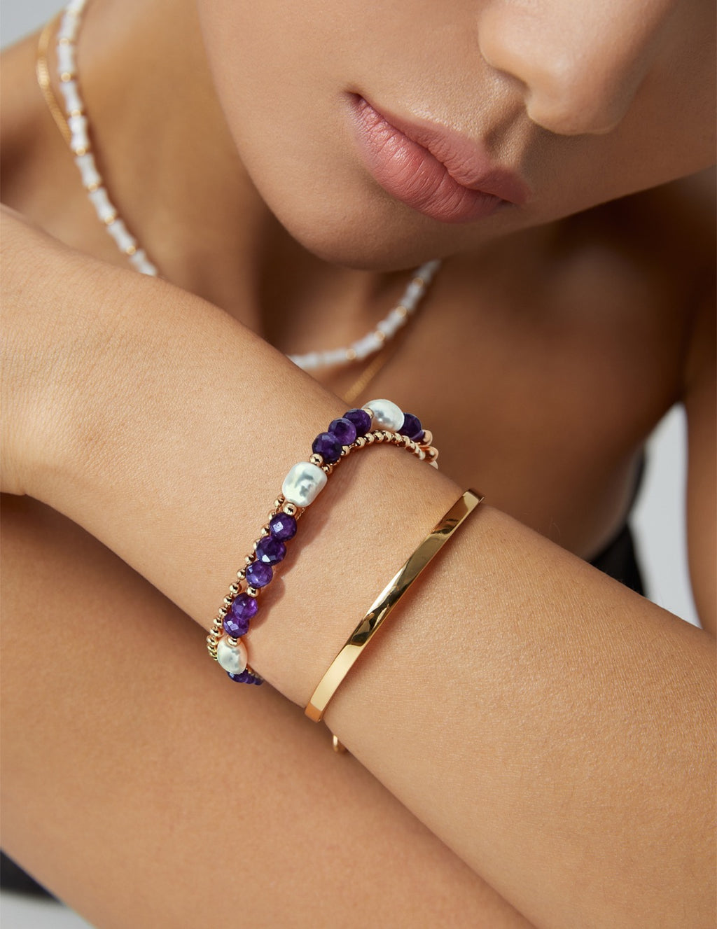 Violette Pearl Layered Bracelet