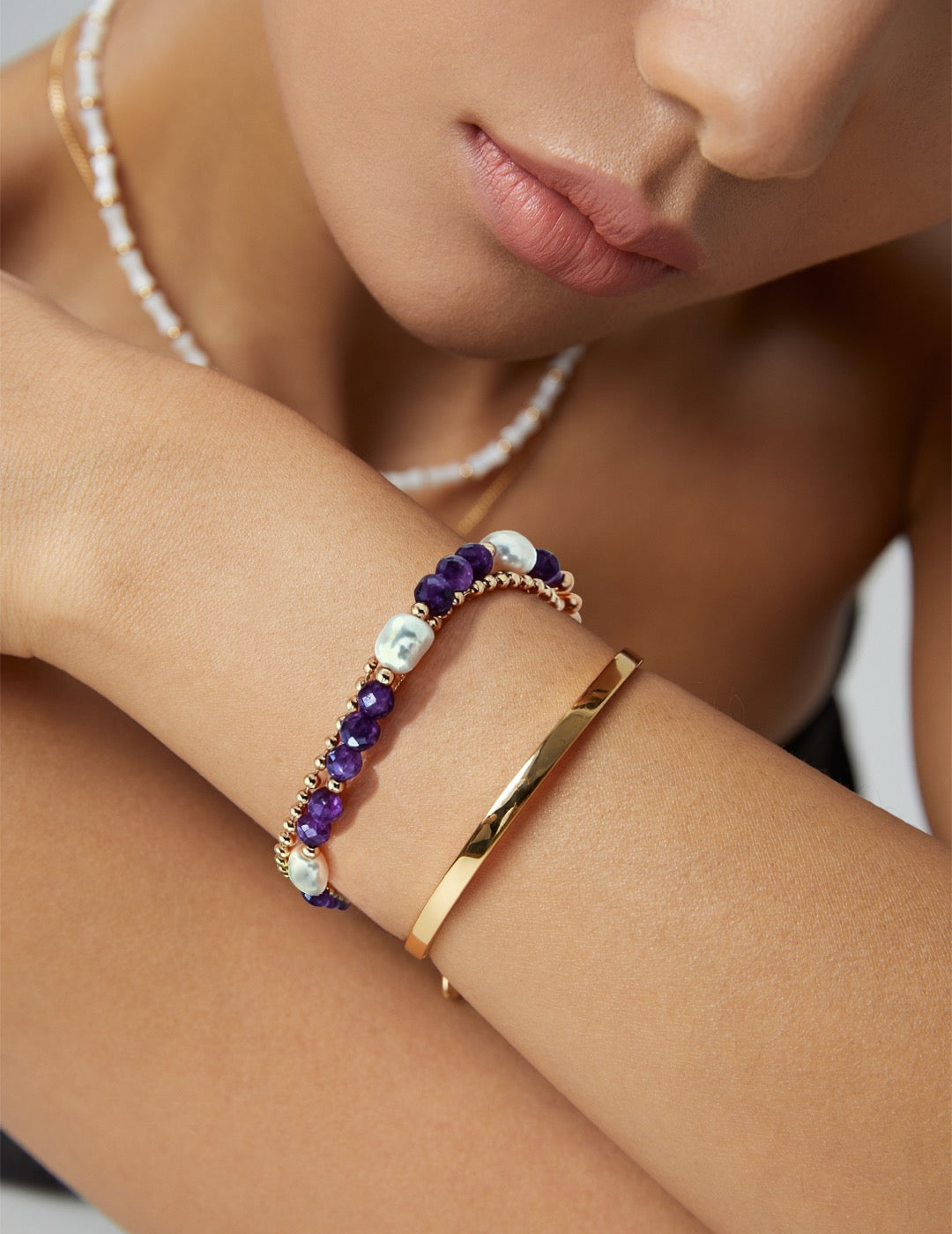 Violette Pearl Layered Bracelet
