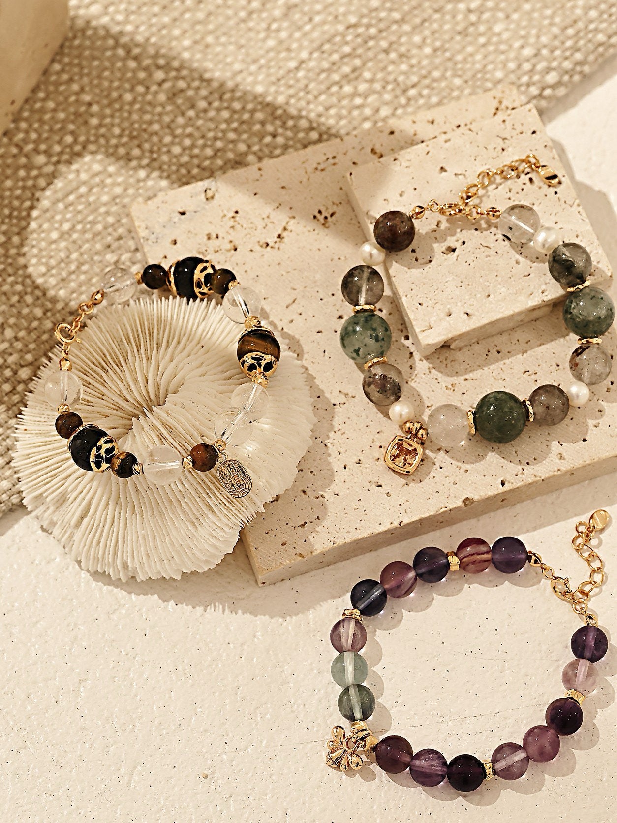 Moss Quartz Pearl Bracelet