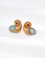Aqua Shell Stud Earrings