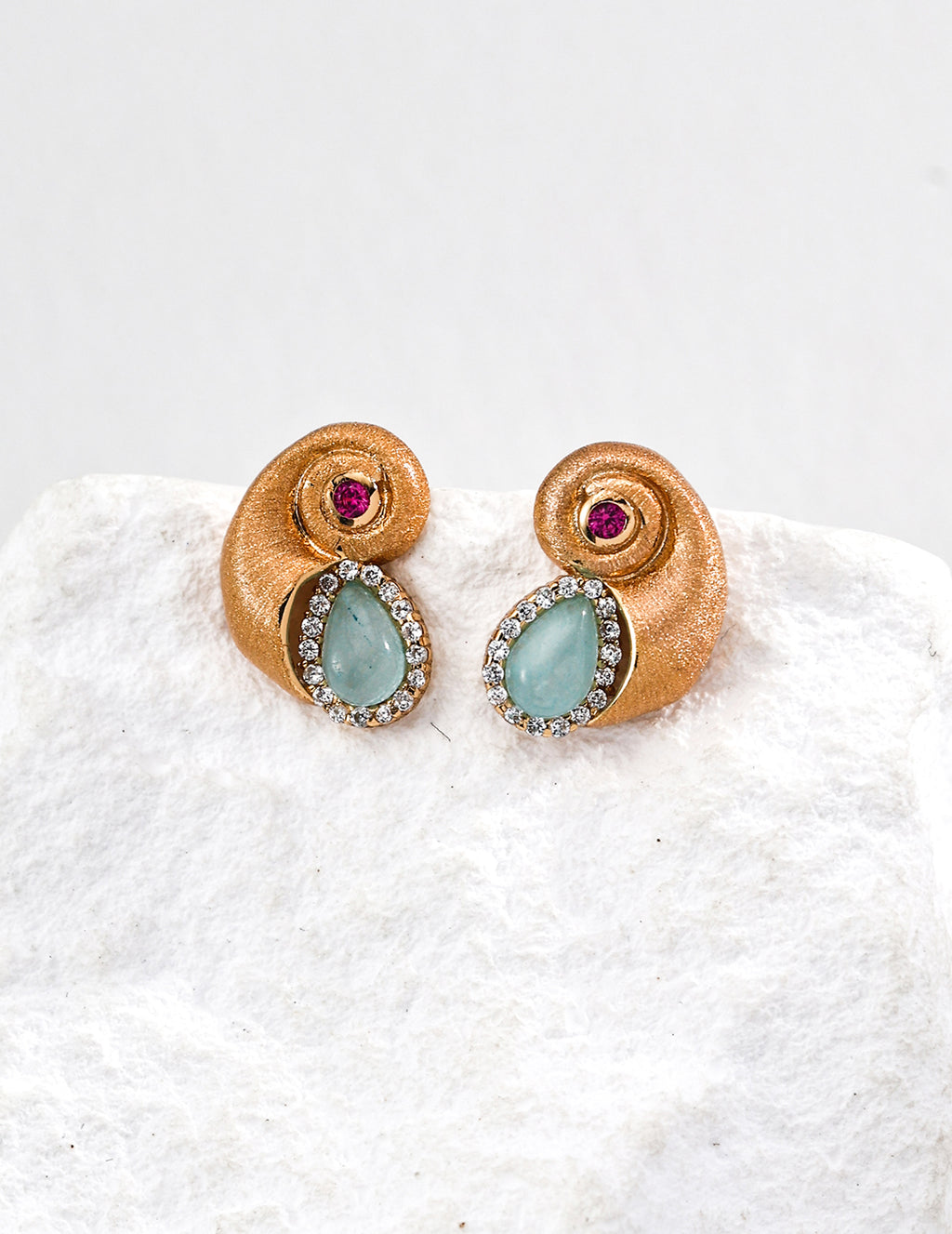 Aqua Shell Stud Earrings