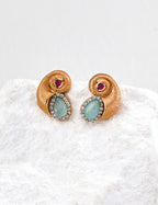 Aqua Shell Stud Earrings