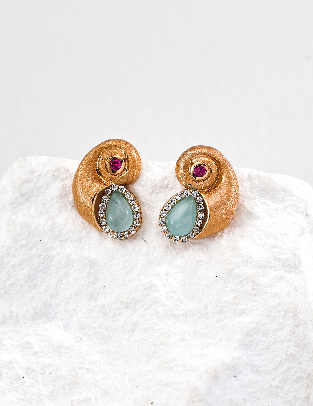 Aqua Shell Stud Earrings