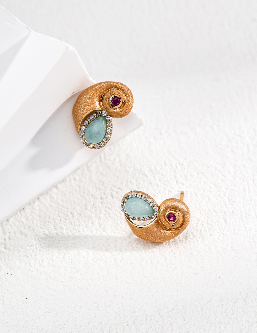 Aqua Shell Stud Earrings