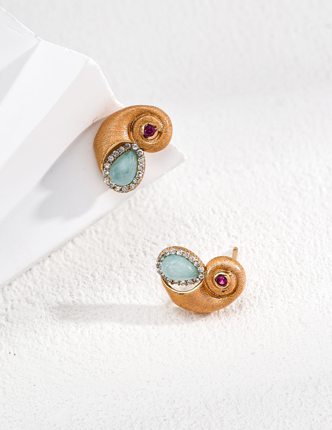 Aqua Shell Stud Earrings