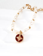 Scarlet Medallion Pearl Bracelet