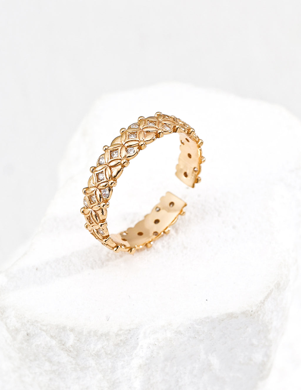 Fleur Pavé Open Ring