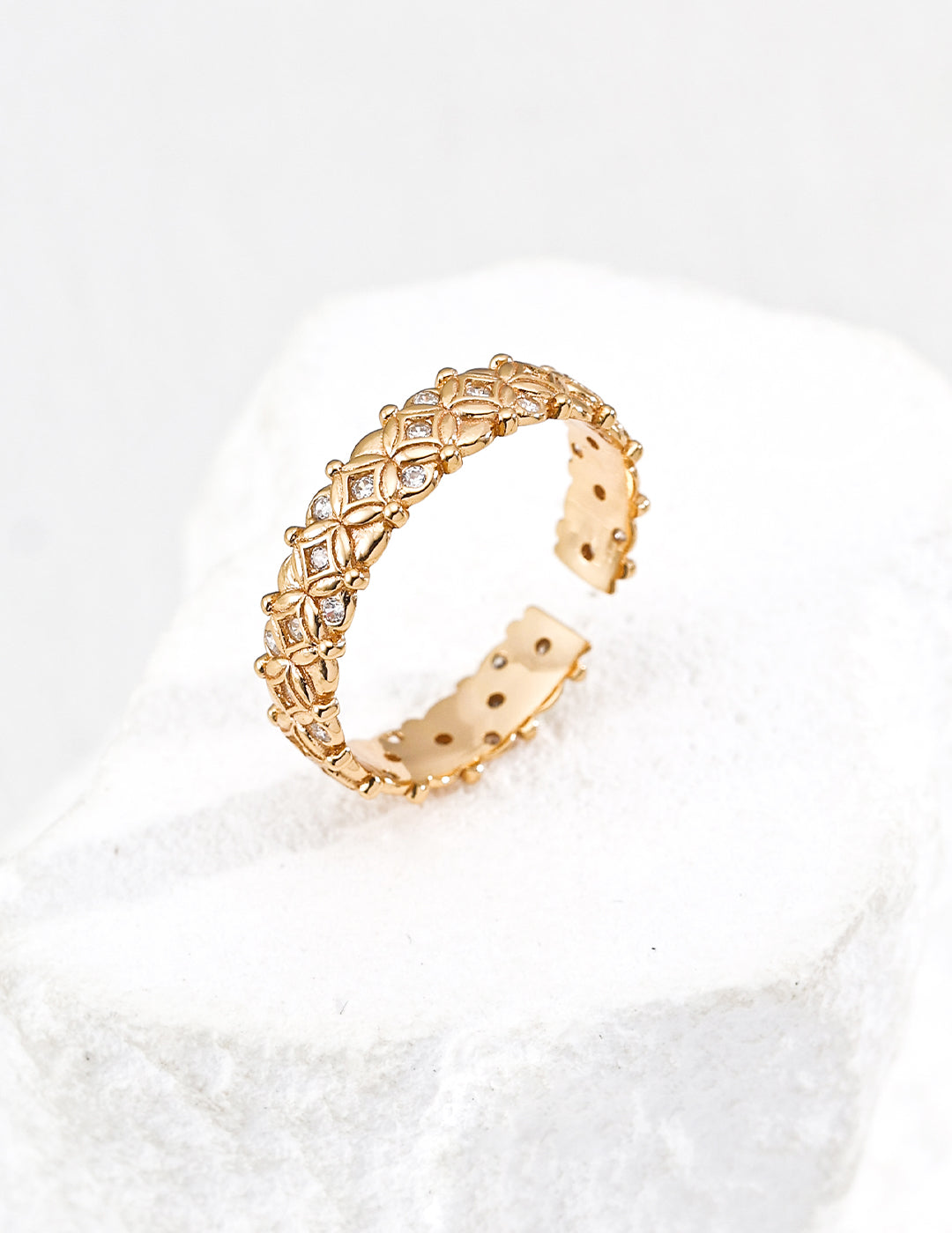 Fleur Pavé Open Ring