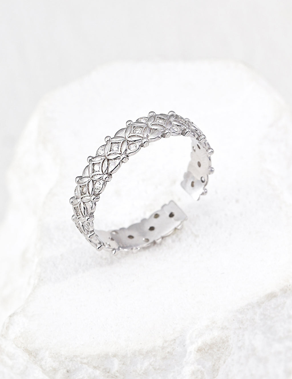 Fleur Pavé Open Ring