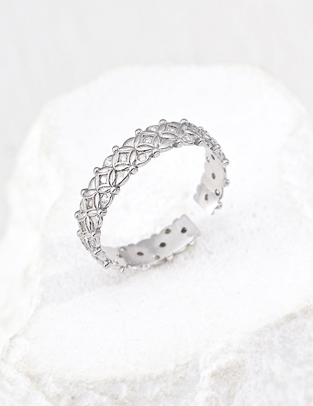Fleur Pavé Open Ring
