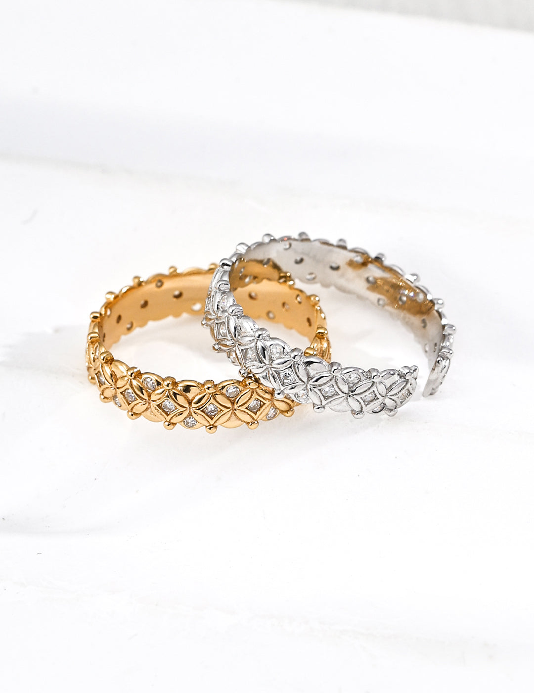 Fleur Pavé Open Ring