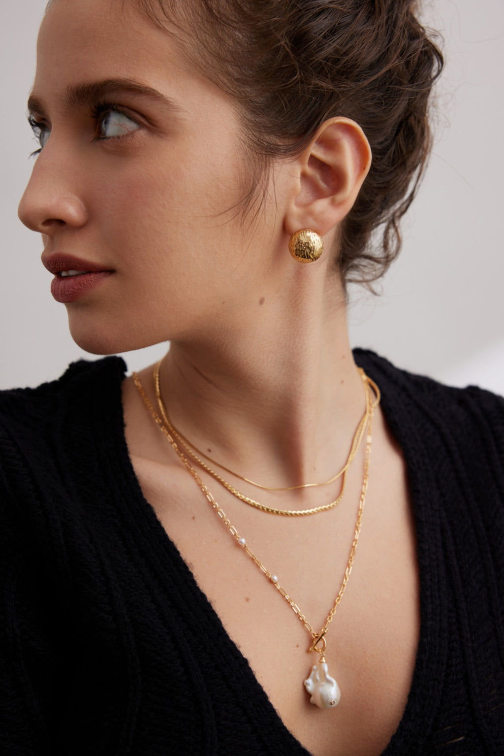 Aure Hammered Stud Earrings