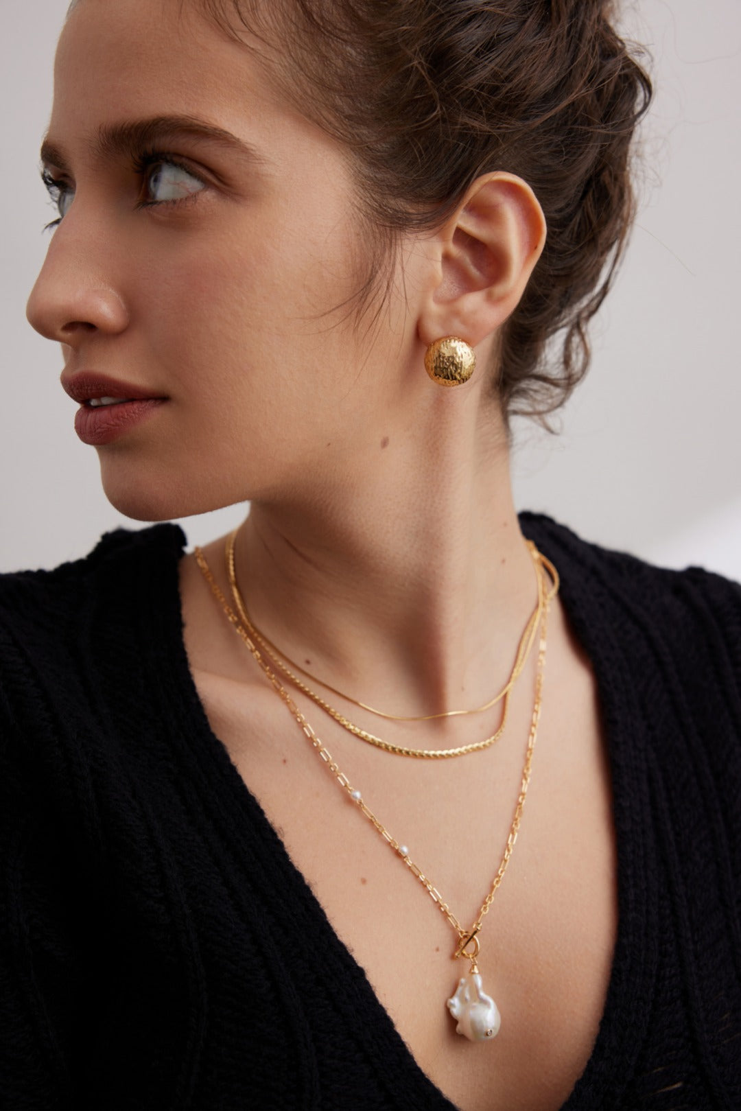 Aure Hammered Stud Earrings