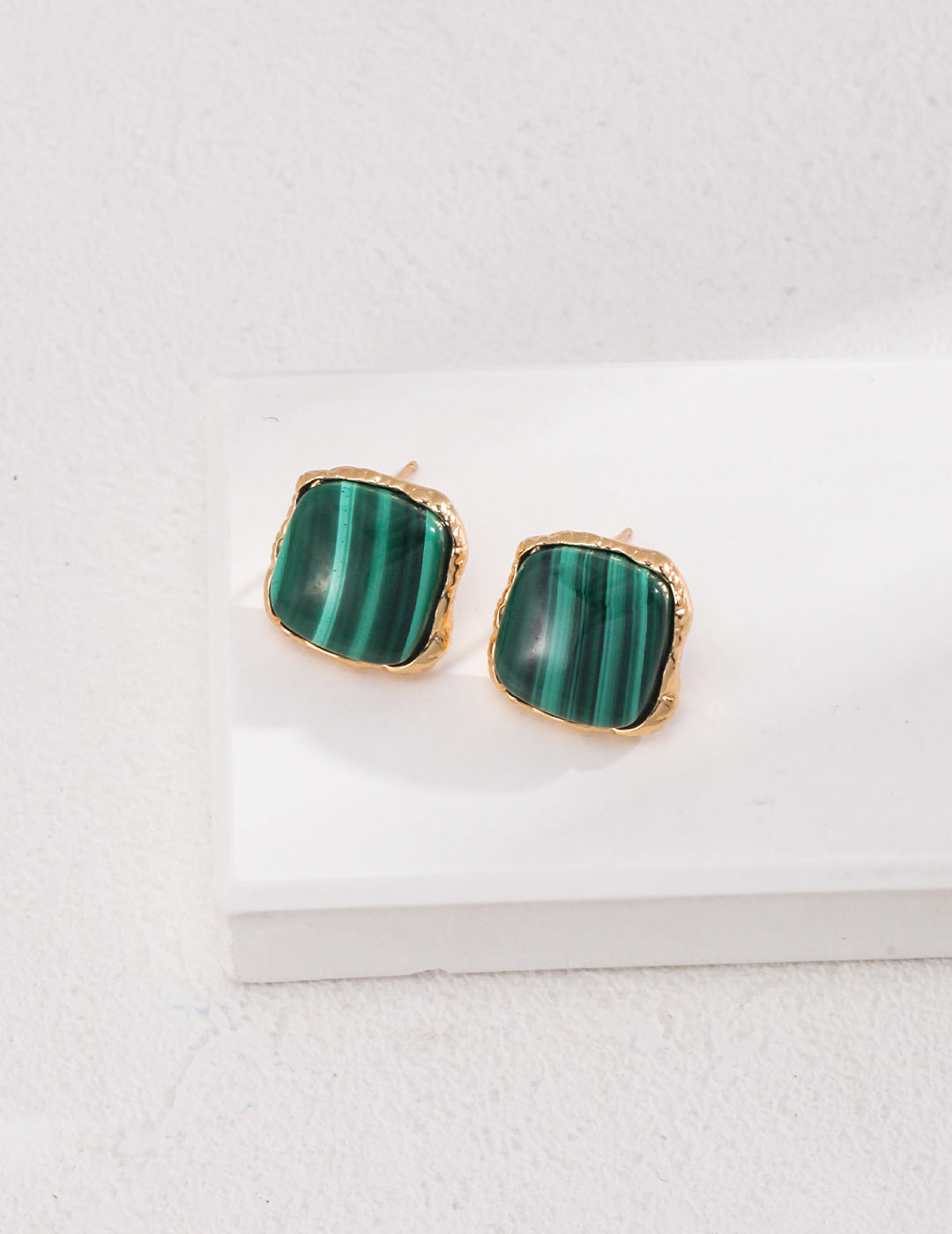 Malachite Square Stud Earrings Secondary image