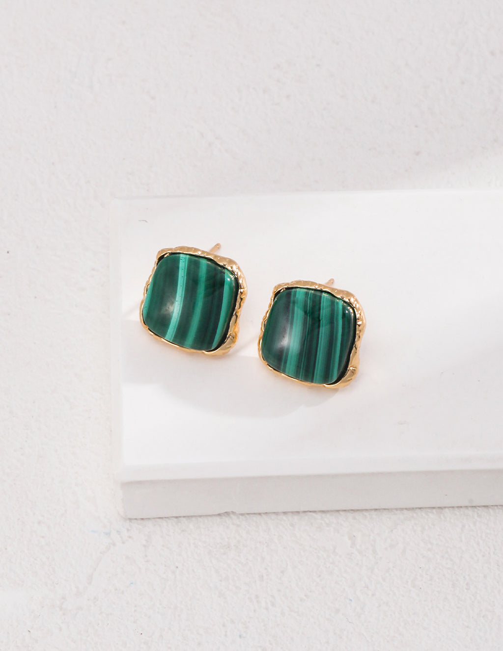 Malachite Square Stud Earrings