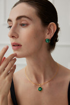 Malachite Square Stud Earrings