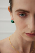 Malachite Square Stud Earrings