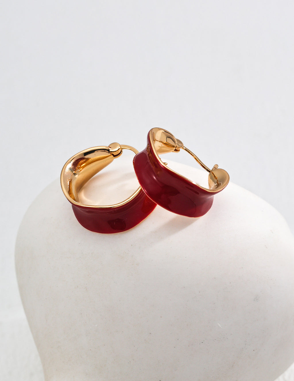 Scarlet Enamel Hoop Earrings