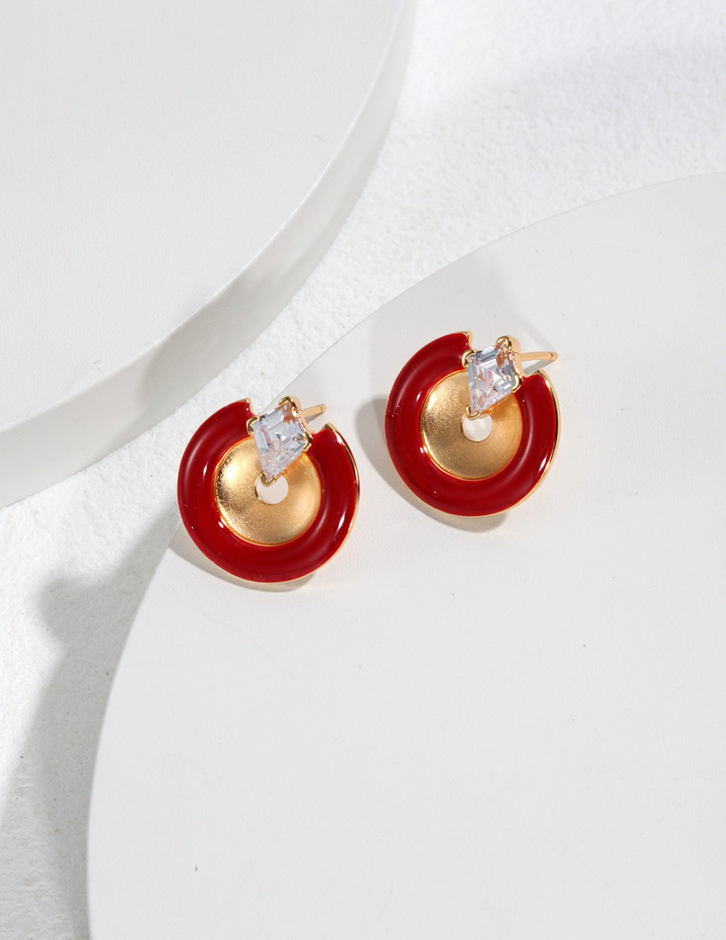 Luna Crystal Crescent Stud Earrings
