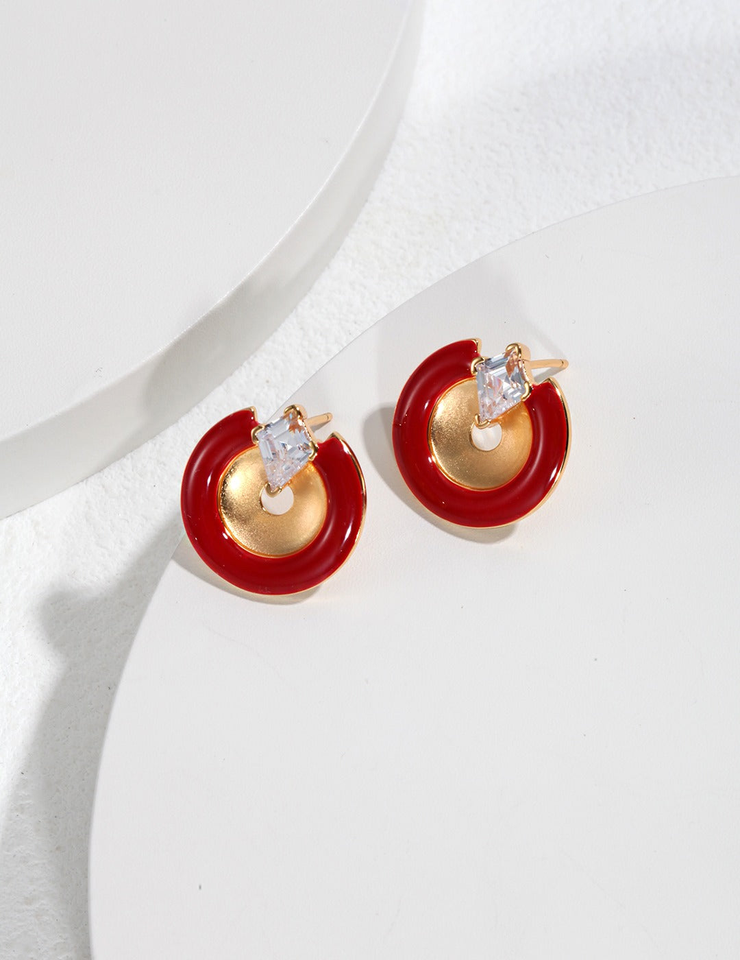 Luna Crystal Crescent Stud Earrings