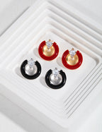 Luna Crystal Crescent Stud Earrings