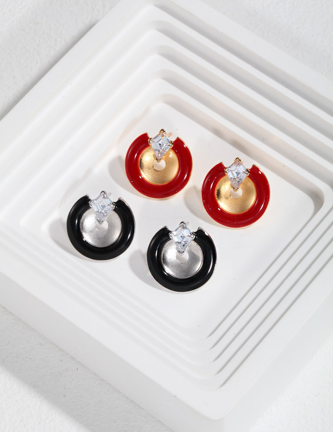 Luna Crystal Crescent Stud Earrings