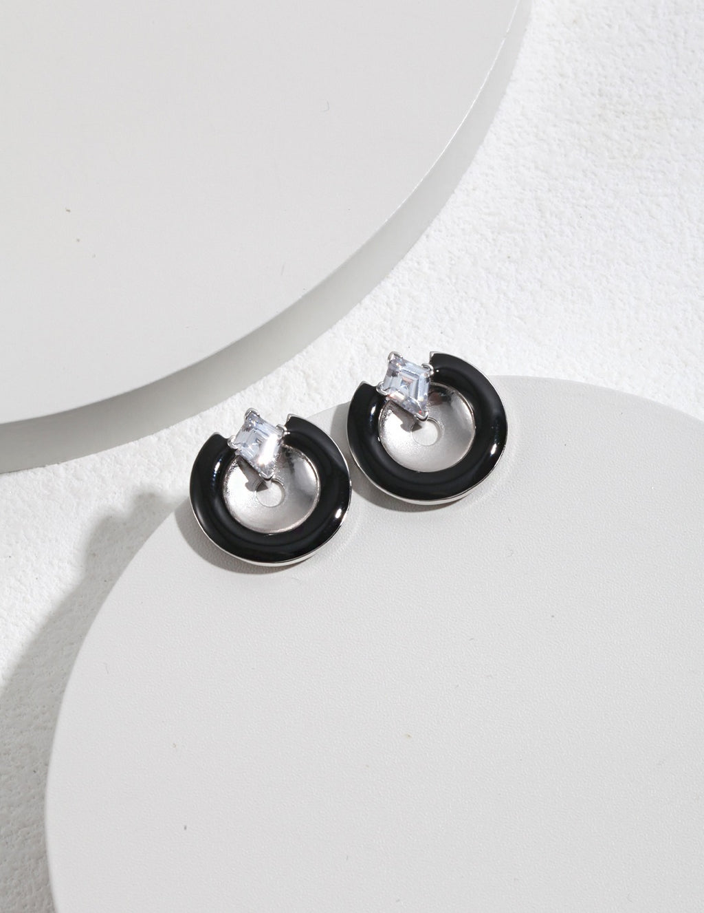 Luna Crystal Crescent Stud Earrings