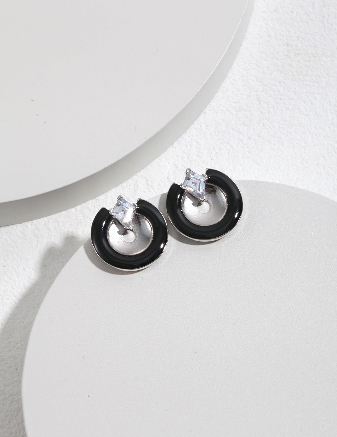 Luna Crystal Crescent Stud Earrings