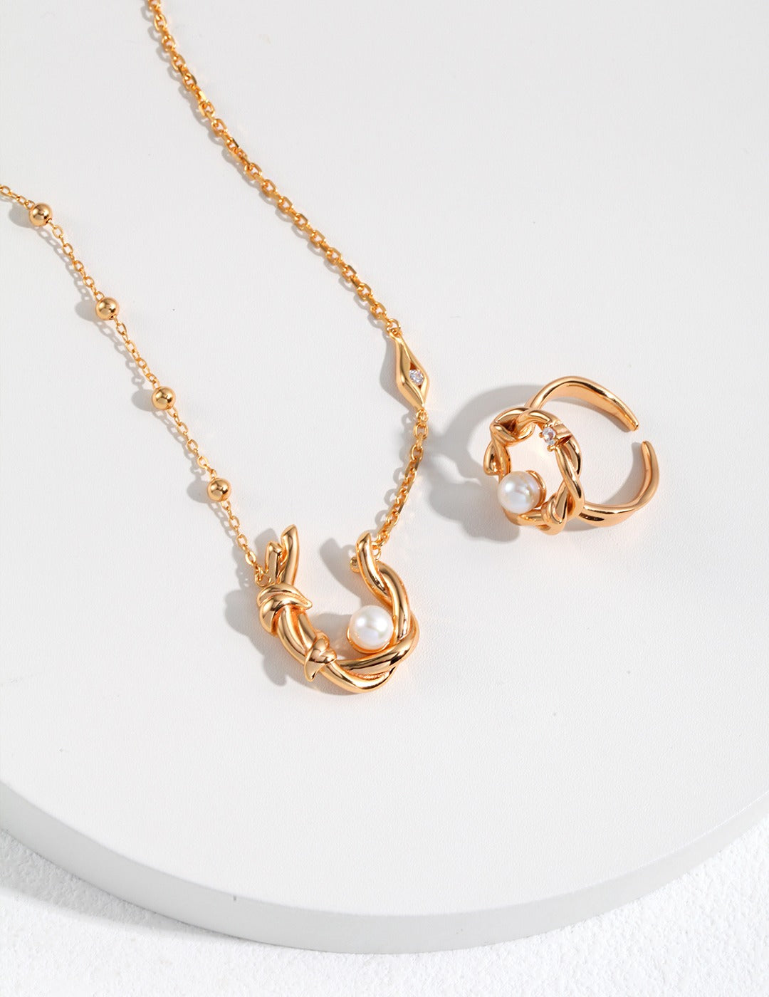 Aurelia Pearl Knot Open Ring