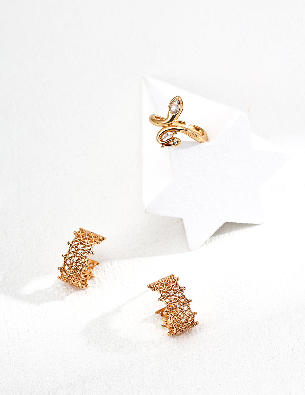 Vela Crystal Vine Open Ring