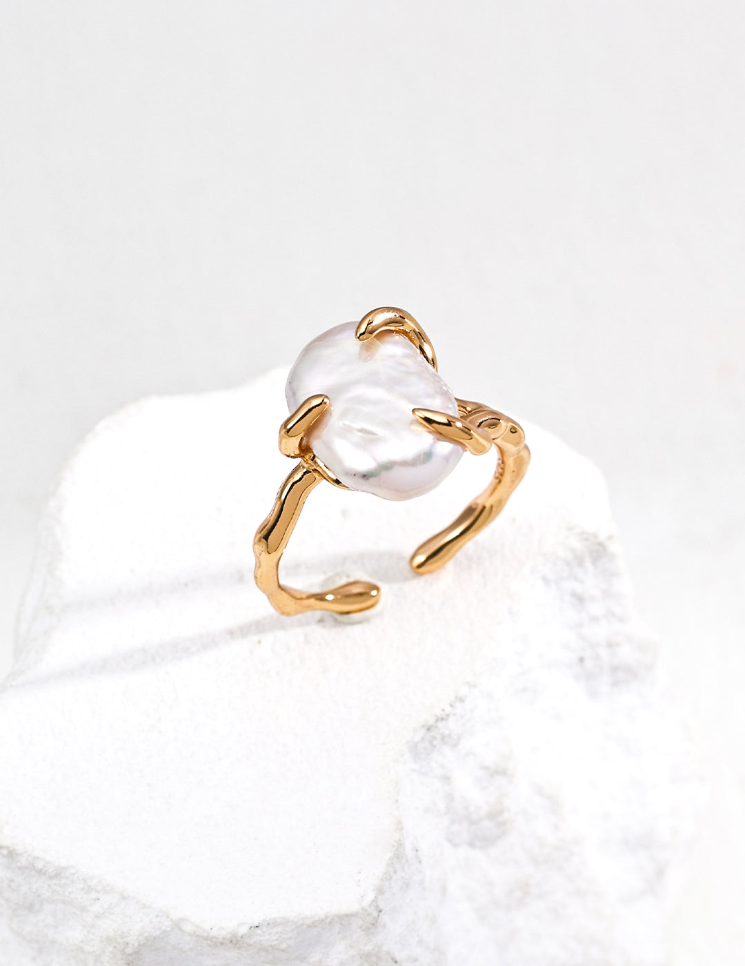 Baroque Pearl Vine Open Ring