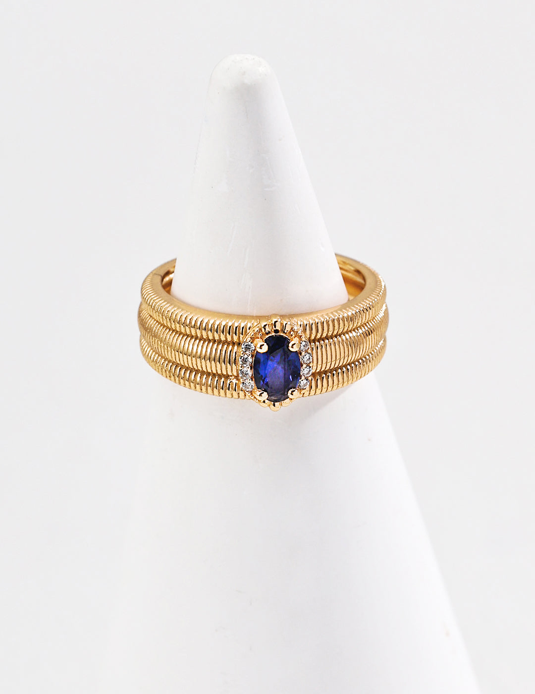 Azure Ribbed Cuff Ring