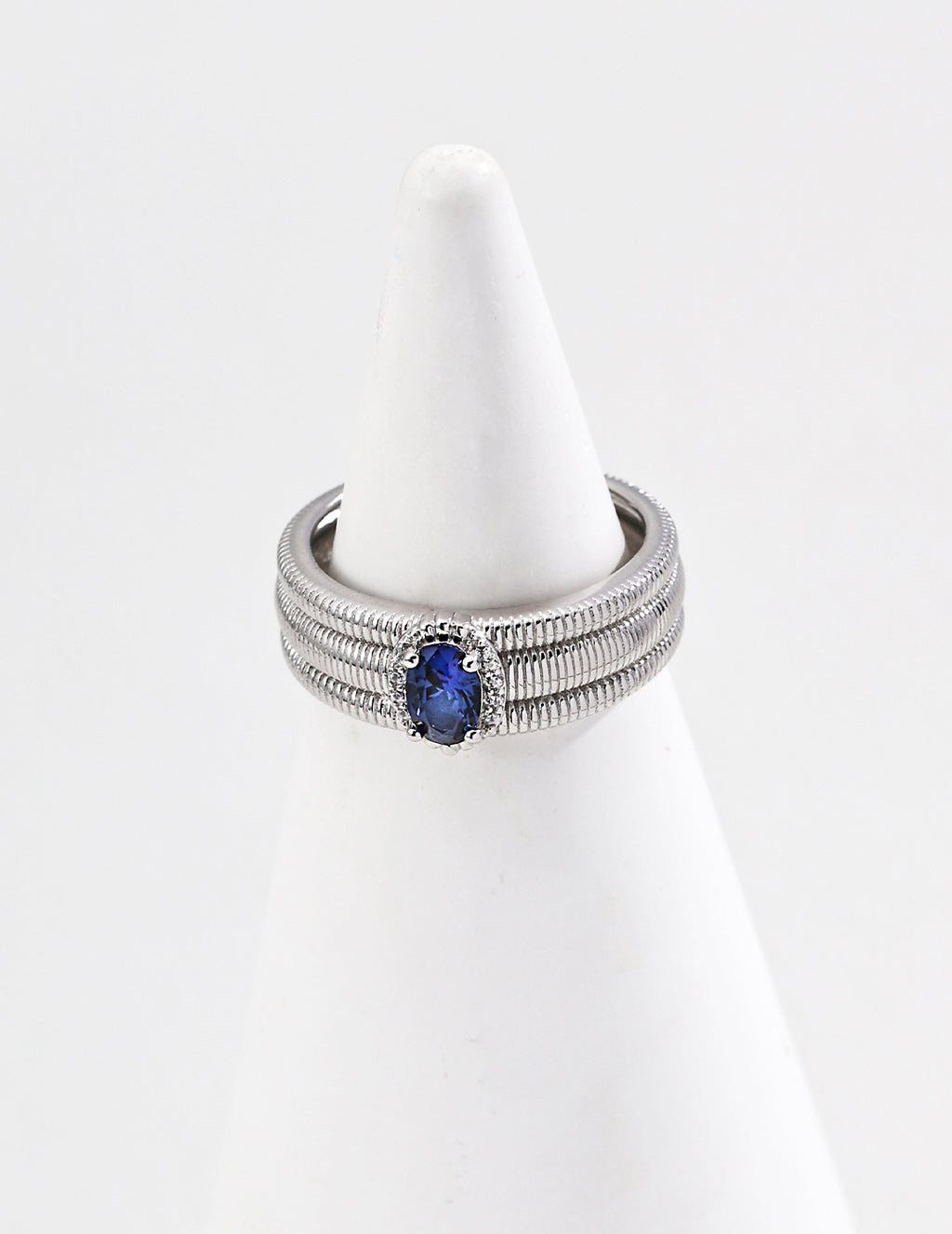 Azure Ribbed Cuff Ring