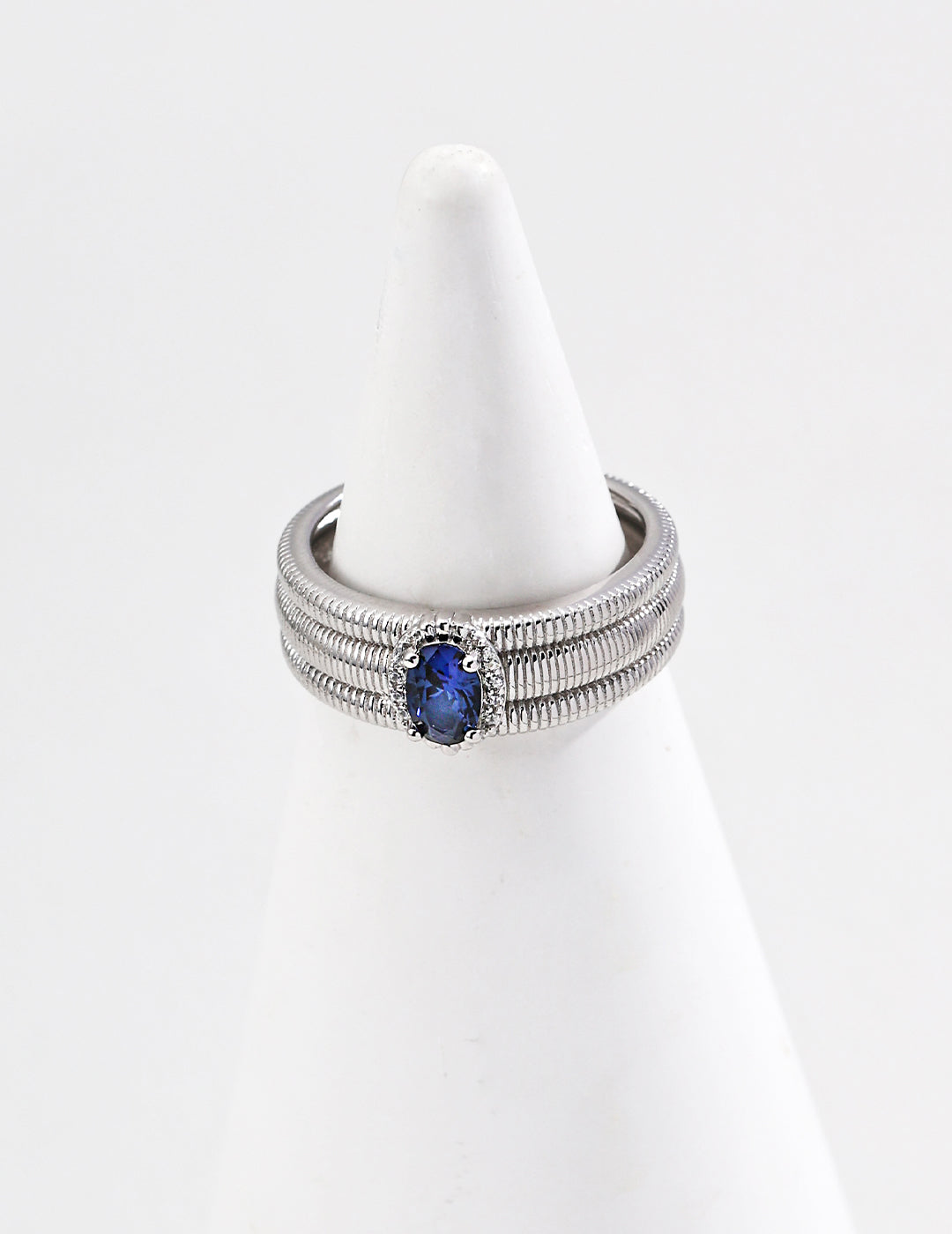 Azure Ribbed Cuff Ring
