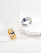 Azure Ribbed Cuff Ring